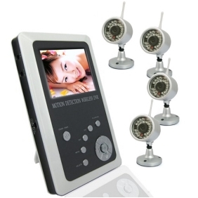 2.5 Inch TFT LCD 2.4GHz Wireless DVR Baby Monitor Kit with 4 pcs 1/3 CMOS Camera with Night Vision